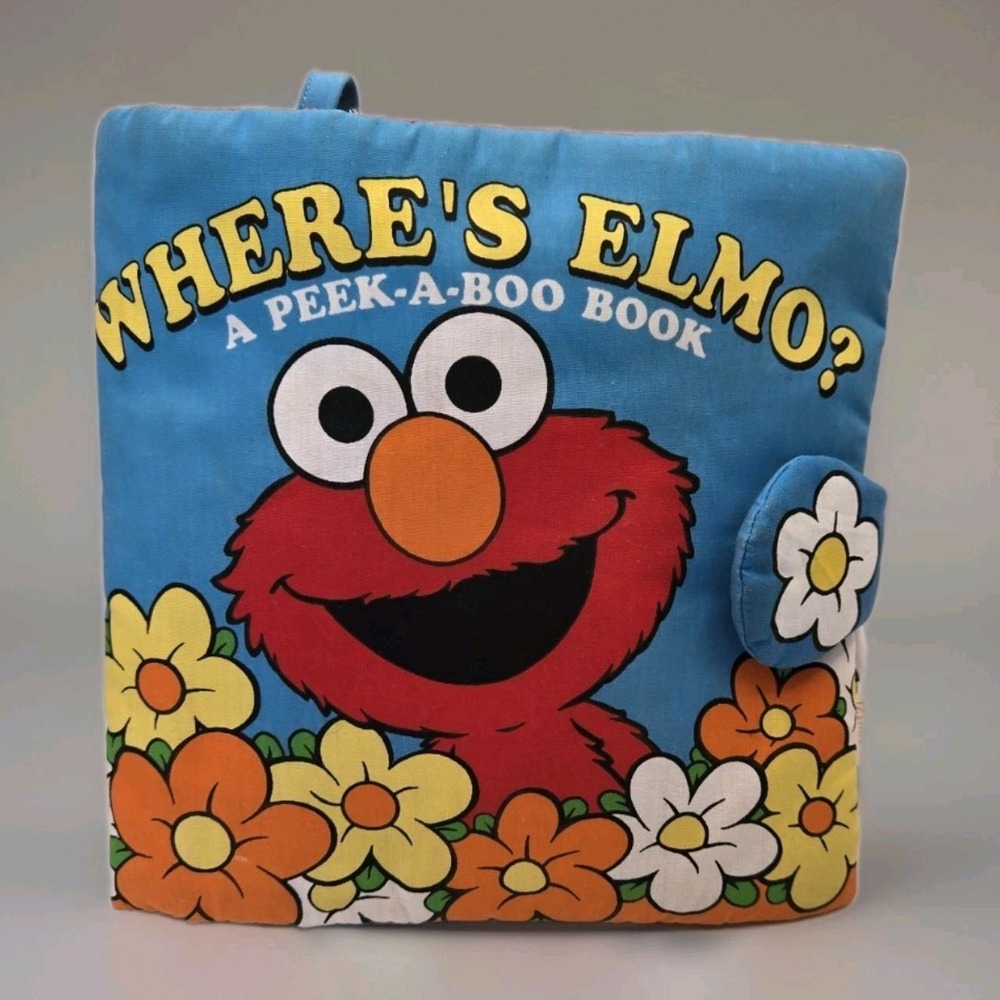 Vintage 1999 Sesame Street Elmo Peek A Boo Soft Cloth Activity Baby Book Toy